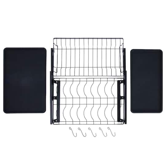Household Essentials 12" Black Metal 2-Tier Countertop Caddy with Cutouts